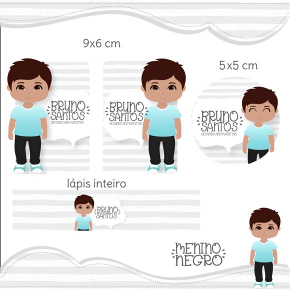 Arquivo Digital Etiqueta Escolar - Menino Negro