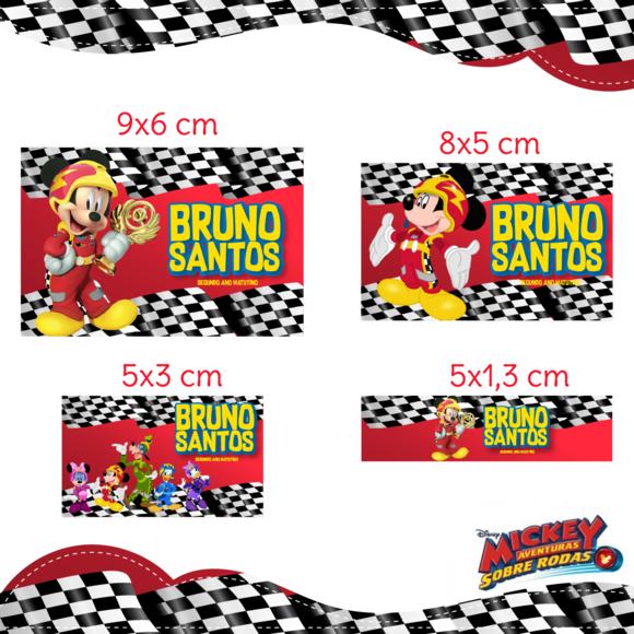 Arquivo digital Etiqueta Escolar - Mickey Sobre Rodas