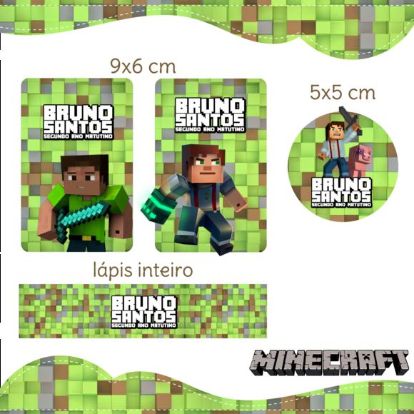 Arquivo Digital Etiqueta Escolar - Minecraft