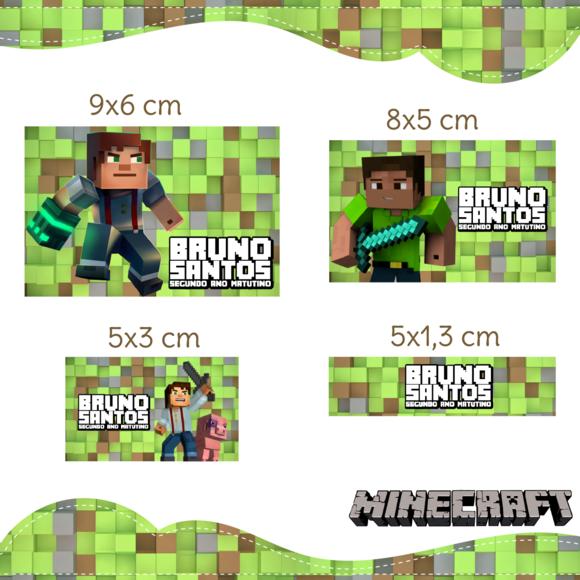 Arquivo Digital Etiqueta Escolar - Minecraft