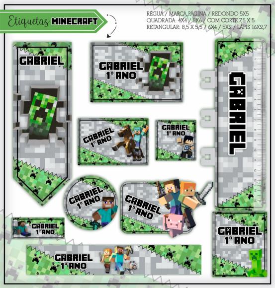 Arquivo digital Etiqueta Escolar - Minecraft 02