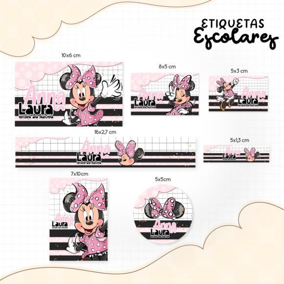 Arquivo digital Etiqueta Escolar - Minnie Rosa 02