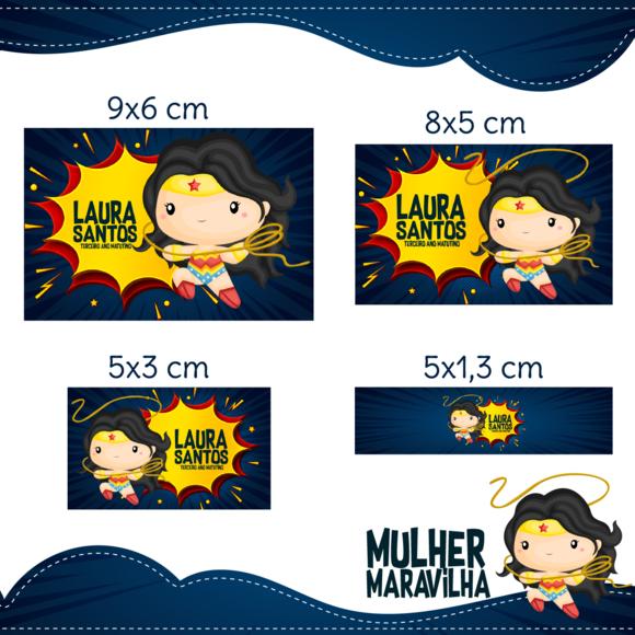 Arquivo digital Etiqueta Escolar - Mulher Maravilha