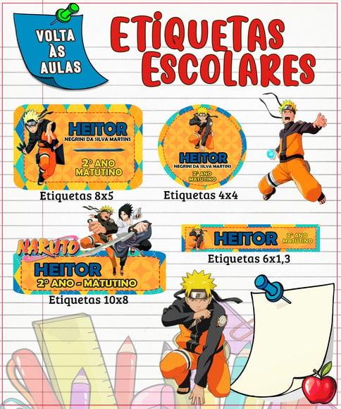 Arquivo digital Etiqueta Escolar - Naruto