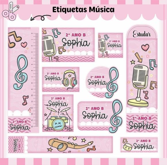 Arquivo Digital Etiqueta Escolar - Música Menina