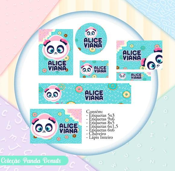 Arquivo Digital Etiqueta Escolar - Panda Donuts Puket