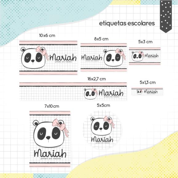Arquivo digital Etiqueta Escolar - Panda Menina 02
