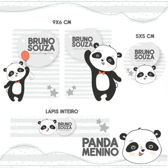 Arquivo Digital Etiqueta Escolar - Panda Menino