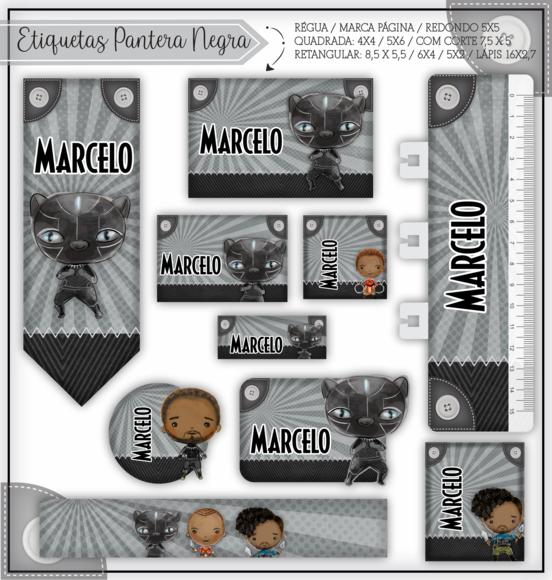 Arquivo digital Etiqueta Escolar - Pantera Negra
