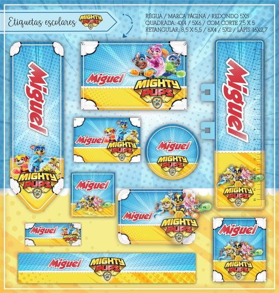 Arquivo Digital Etiqueta Escolar - Patrulha Super Filhotes