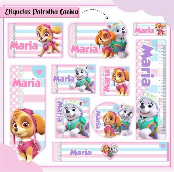 Arquivo Digital Etiqueta Escolar - Patrulha Canina Menina