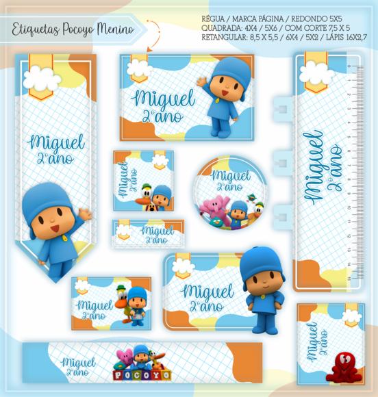 Arquivo Digital Etiqueta Escolar - Pocoyo Menino