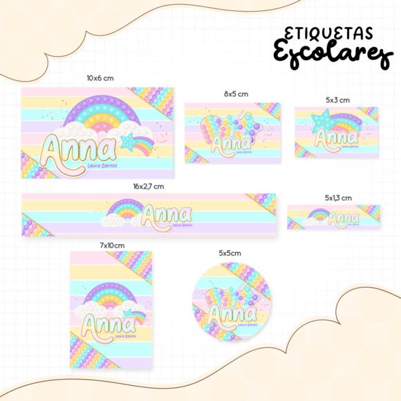 Arquivo digital Etiqueta Escolar - Pop It Menina