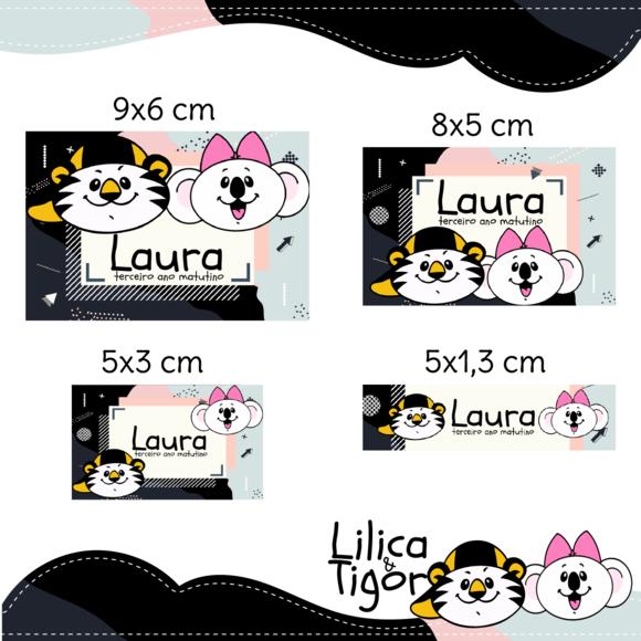 Arquivo Digital Etiqueta Escolar - Ratinha e Tigrinho