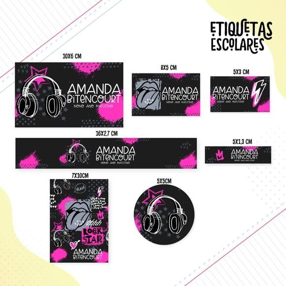 Arquivo Digital Etiqueta Escolar - Rock Menina