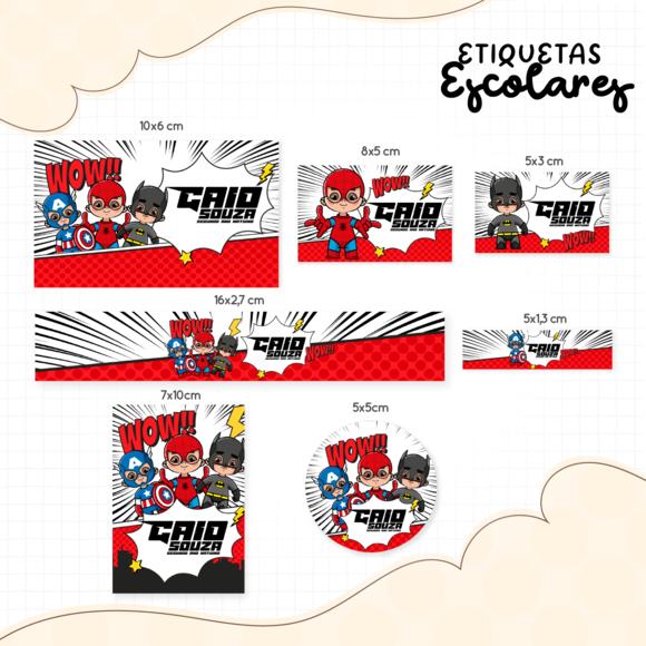 Arquivo digital Etiqueta Escolar - Super Heróis