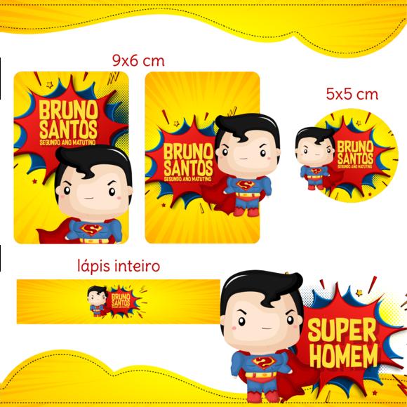 Arquivo digital Etiqueta Escolar - Super Homem