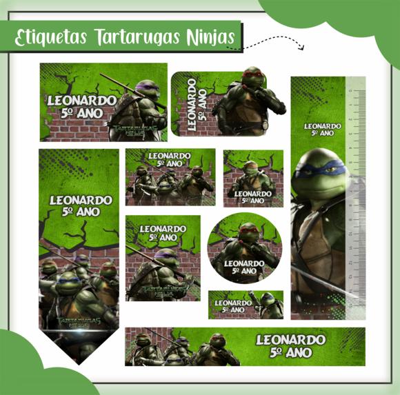 Arquivo digital Etiqueta Escolar - Tartarugas Ninja