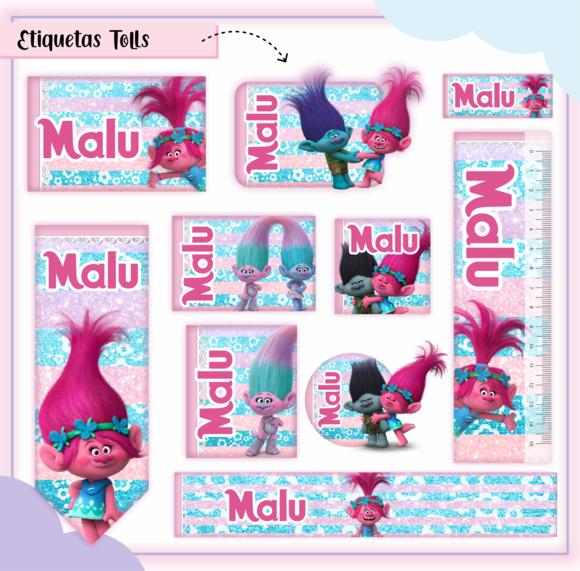 Arquivo digital Etiqueta Escolar - Trolls