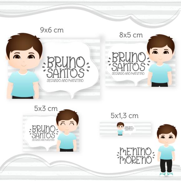Arquivo Digital Etiqueta Escolar - Menino Moreno