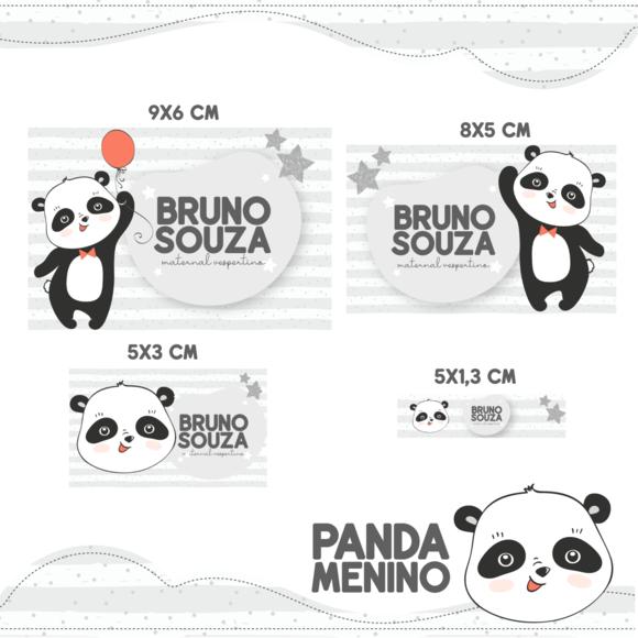 Arquivo Digital Etiqueta Escolar - Panda Menino