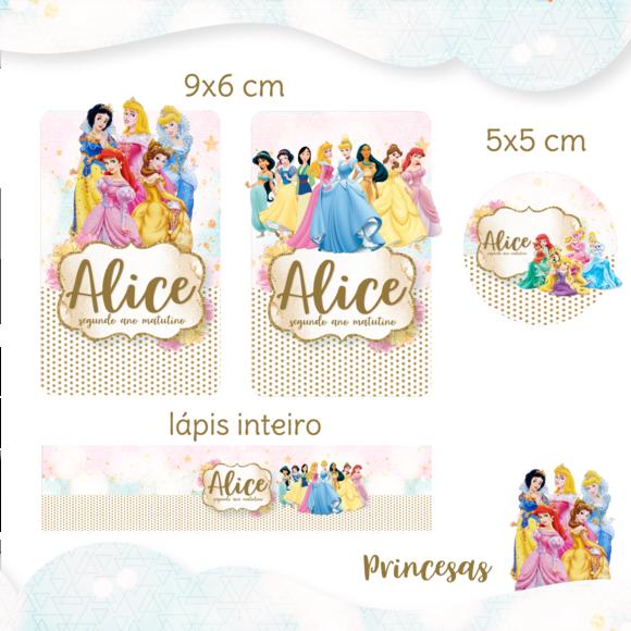 Arquivo digital Etiqueta Escolar - Princesas Disney