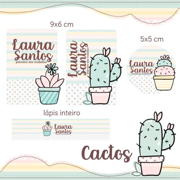 Arquivo Digital Etiqueta Escolar - Cactos