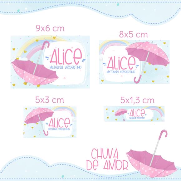 Arquivo digital Etiqueta Escolar - Chuva de Amor Menina