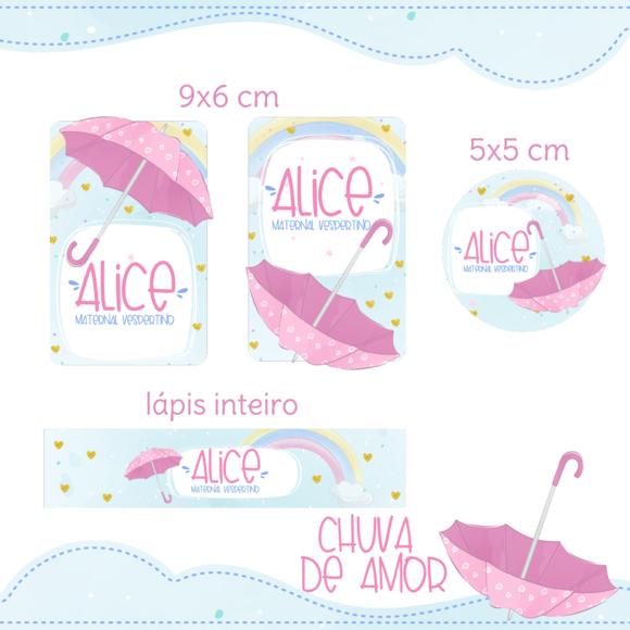 Arquivo digital Etiqueta Escolar - Chuva de Amor Menina