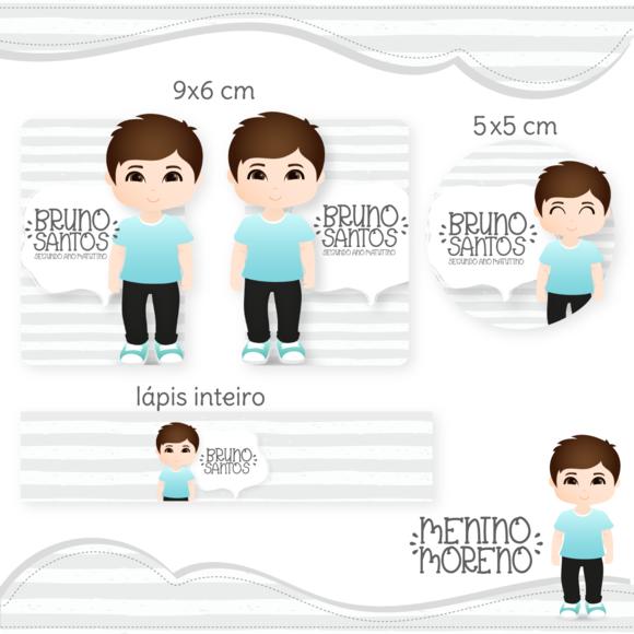 Arquivo Digital Etiqueta Escolar - Menino Moreno