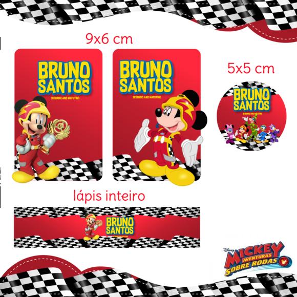 Arquivo digital Etiqueta Escolar - Mickey Sobre Rodas