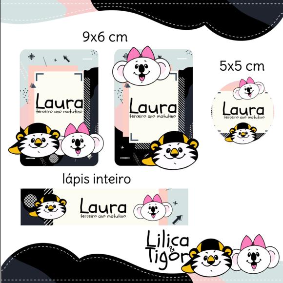 Arquivo Digital Etiqueta Escolar - Ratinha e Tigrinho