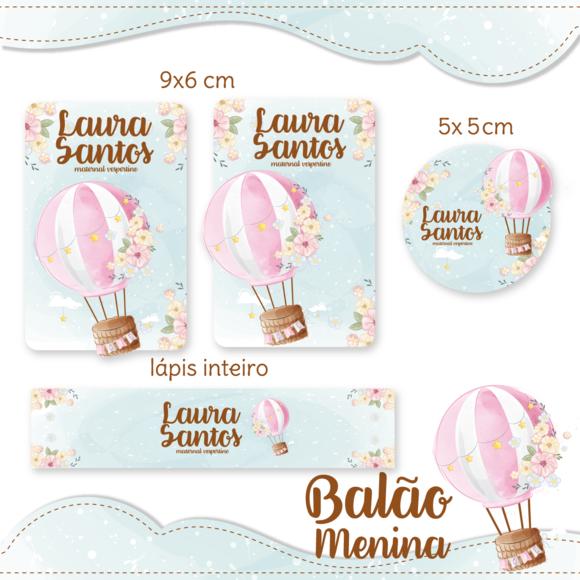 Arquivo Digital Etiqueta Escolar - Balão de Ar Menina