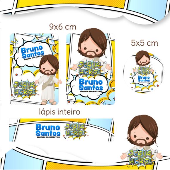 Arquivo digital Etiqueta Escolar - Jesus Meu Herói