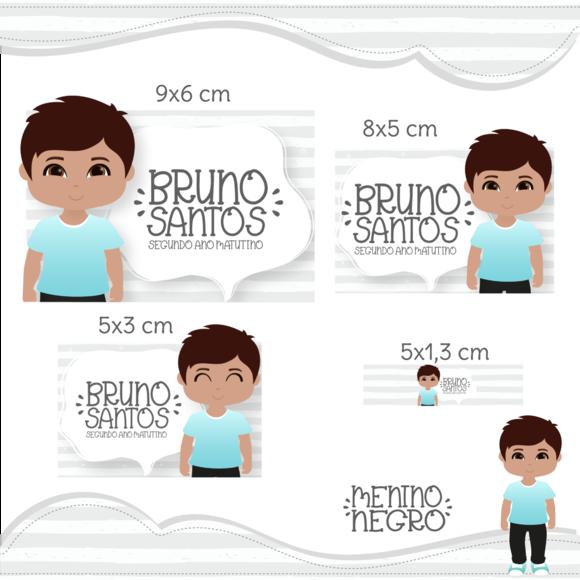 Arquivo Digital Etiqueta Escolar - Menino Negro