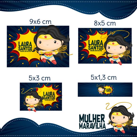 Arquivo digital Etiqueta Escolar - Mulher Maravilha