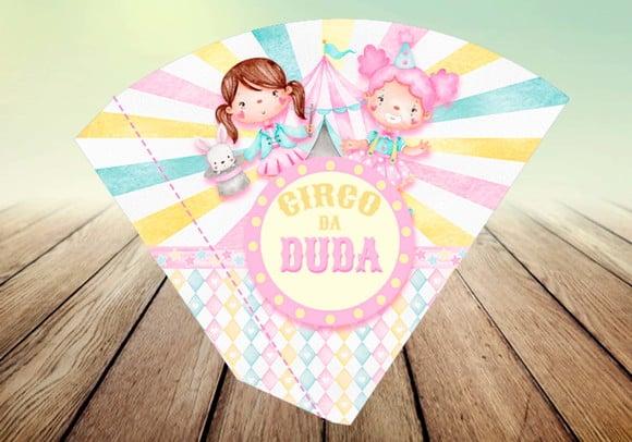Arte Digital - Cone para Pipoca - Circo Rosa Aquarela