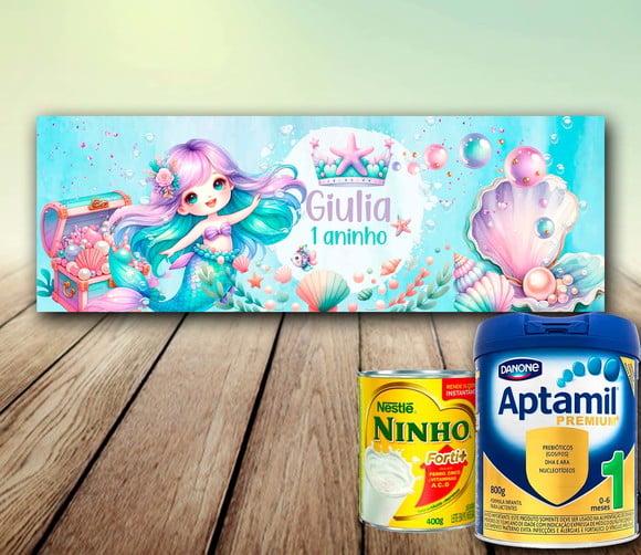 Arte Digital - Lata de Leite - Fundo do Mar/ Sereia