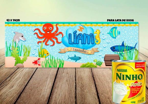 Arte Digital - Lata de Leite 800g - Fundo do Mar