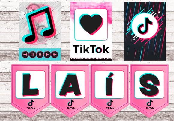 Kit Digital Bandeirolas/ Painel - Tik Tok