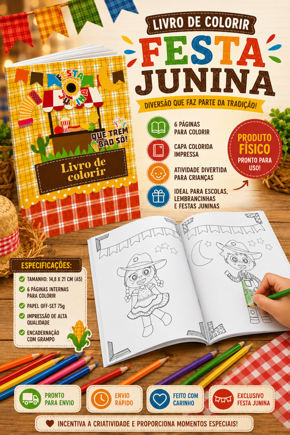 Livro de Colorir - Festa Junina