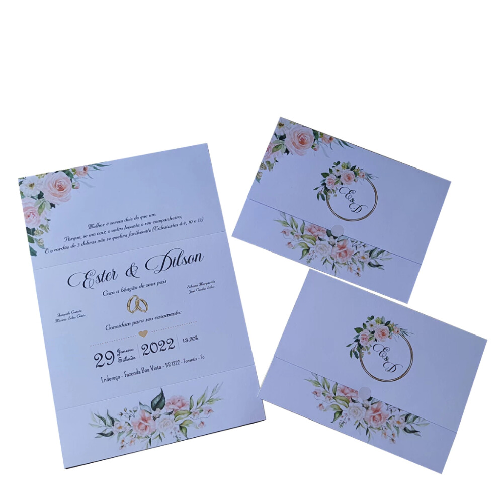 Convite Casamento - Floral (FAZEMOS QUALQUER MODELO)