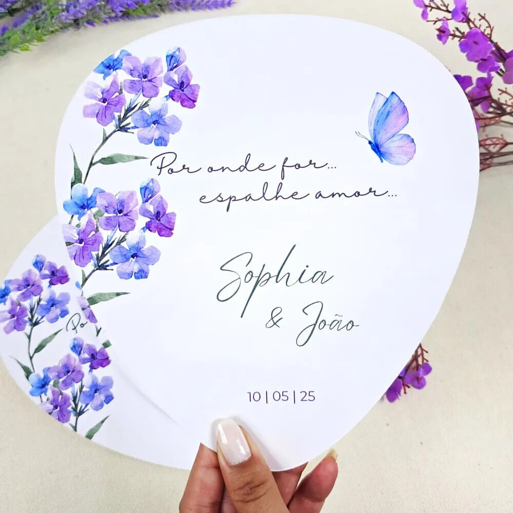 Ventarola | Leque para casamento personalizado (QUALQUER ARTE)