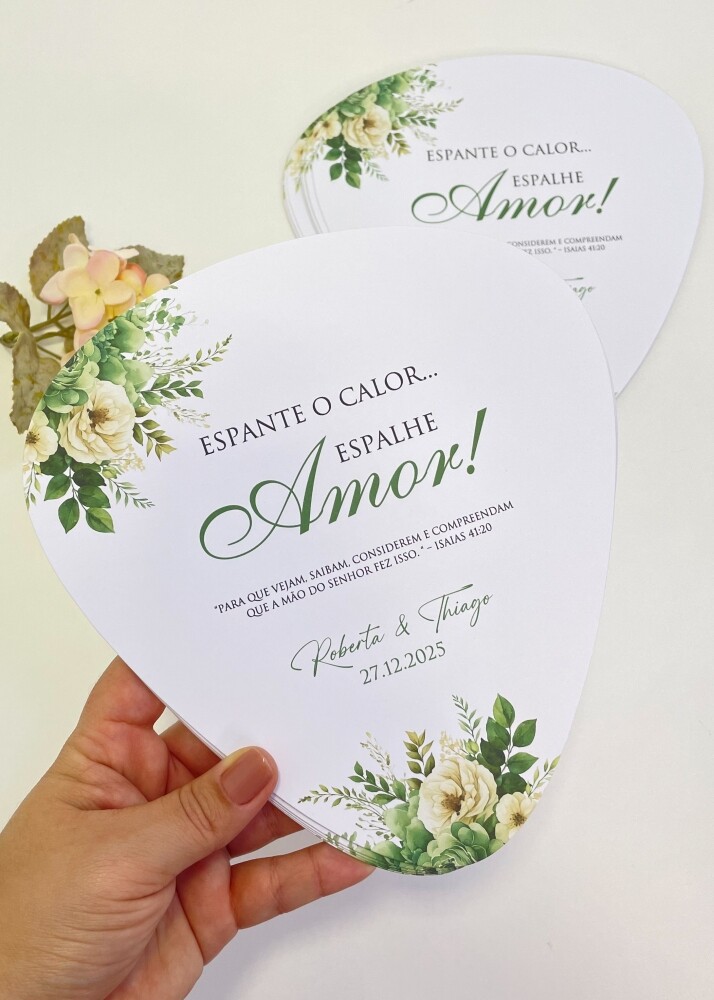 Ventarola | Leque para casamento personalizado (QUALQUER ARTE)