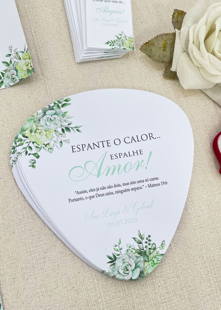 Ventarola | Leque para casamento personalizado (QUALQUER ARTE)