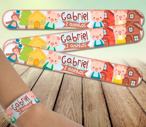 Pulseira bate enrola - Os tres porquinhos