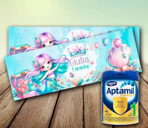Adesivo para Lata Leite em Po - Fundo do Mar Sereia (800g)