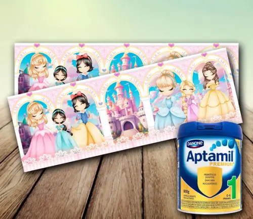 Adesivo para Lata Leite em Po - Princesas Disney (800g)