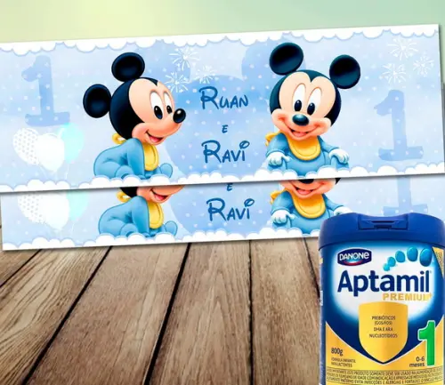 Adesivo para Lata Leite em Po - Mickey Baby (800g)