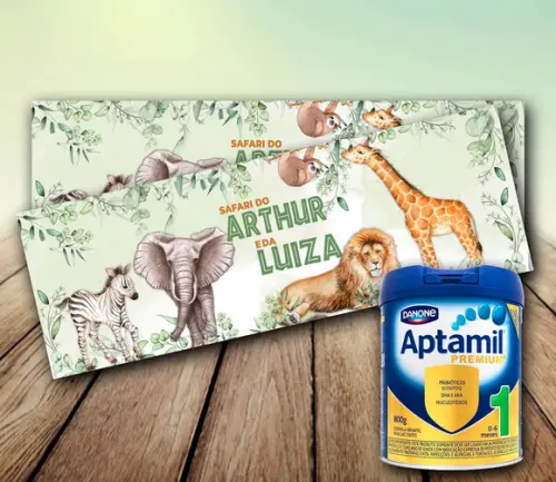 Adesivo para Lata Leite em Po - Safari Realista 800g)
